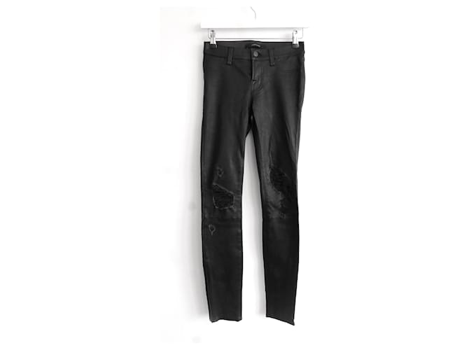 J Brand Jeans de couro envelhecido Preto  ref.753007
