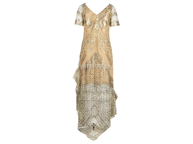 Gianfranco Ferré Studded Long Dress Golden Silk  ref.753234