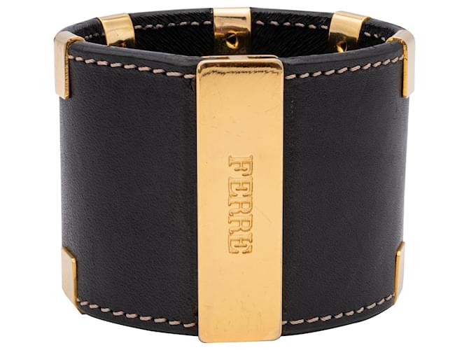 Gianfranco Ferré Rigid Leather Bracelet Golden  ref.753236