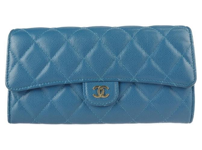 Chanel Azul Couro  ref.753380