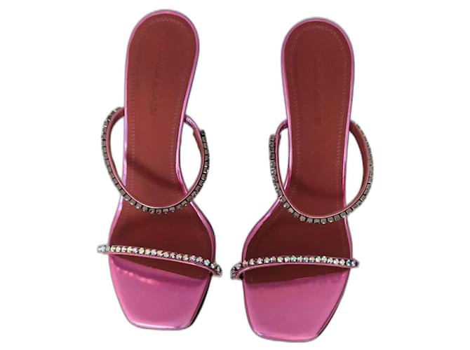 Amina Muaddi Sandals Pink Leather  ref.753405