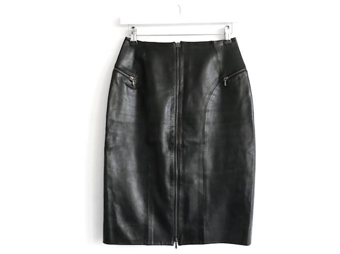 Christian Dior x Galliano AW00 Leather Zip Pencil Skirt Black  ref.753429