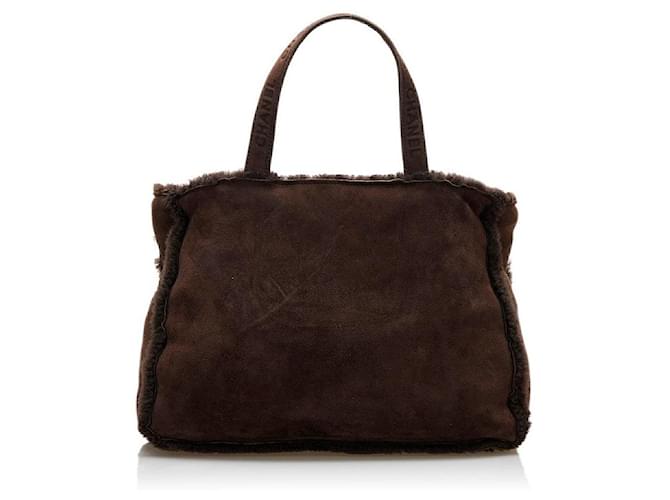 Chanel Suede Shearling Tote Bag Brown  ref.753519