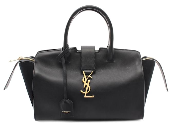 Saint Laurent White Leather Baby Monogram Cabas Tote at 1stDibs