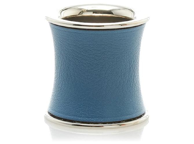Ring Anello Foulard In Pelle Hermès Blu Vitello simile a un vitello  ref.753655