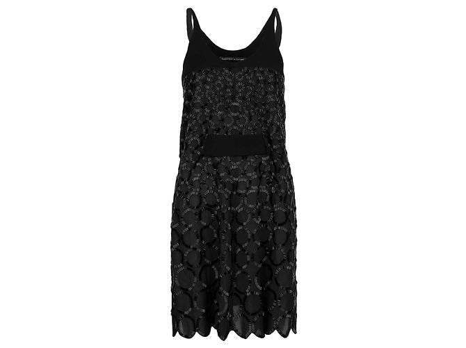 Balenciaga Perlenverziertes schwarzes Kleid