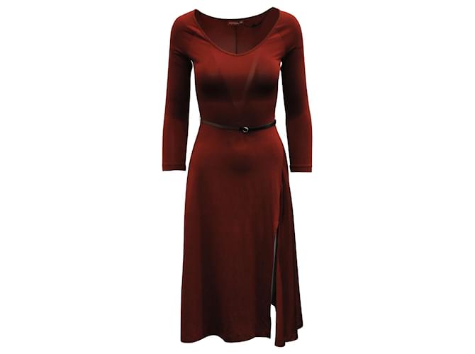 Altuzarra Flowy Midi Dress in Burgundy Viscose Dark red Polyester  ref.753835
