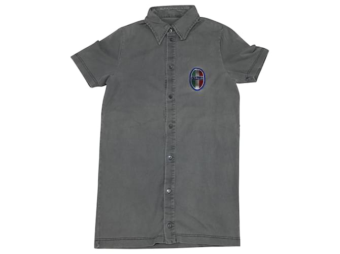 Dolce & Gabbana Short Sleeves Button Front Shirt in Grey Cotton   ref.753848