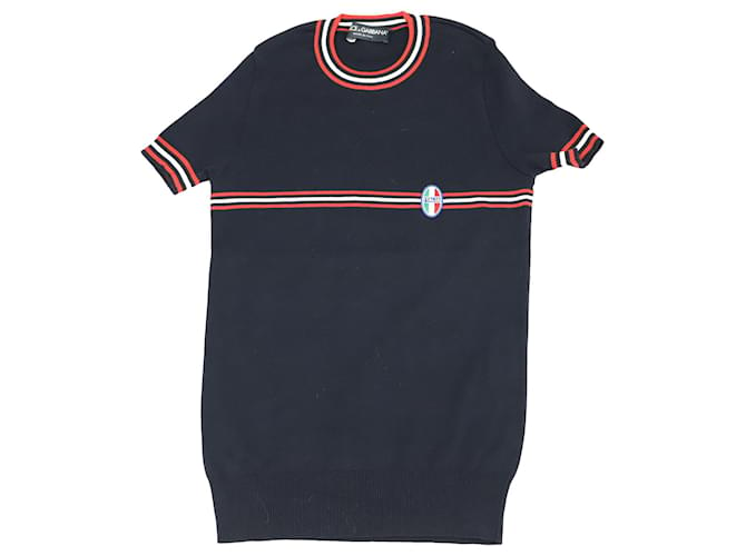 Dolce & Gabbana Short Sleeves Sweater in Blue Cotton   ref.753850