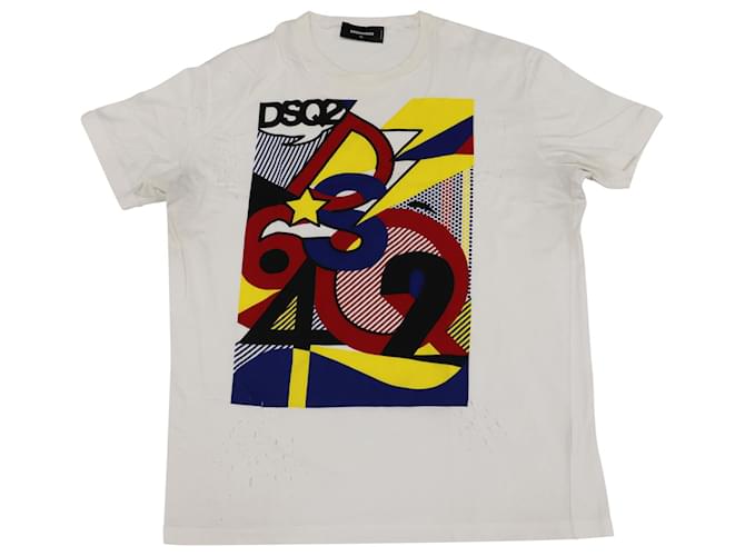 Dsquared2 T-shirt grafica ispirata alla pop-art in cotone bianco  ref.753853