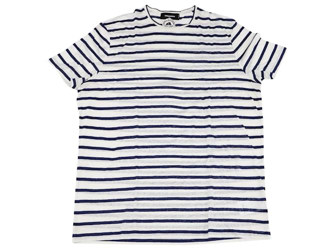 Dsquared2 Striped T-shirt in White Linen   ref.753854