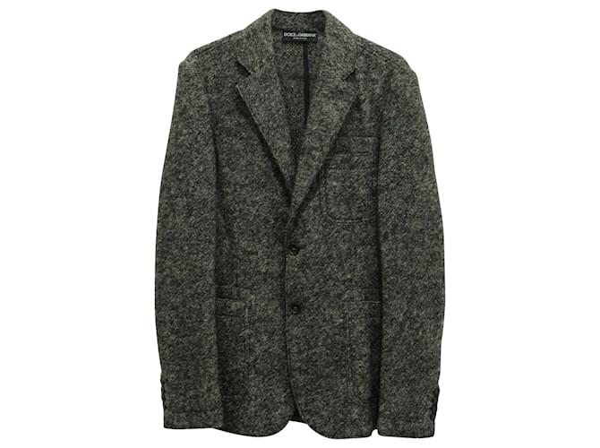 Dolce & Gabbana Boiled Single-Breasted Jacket in Grey Wool  ref.753863