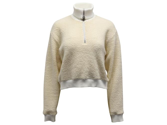 Acne Studios Half-zip Fleece Sweatshirt in Ivory Wool