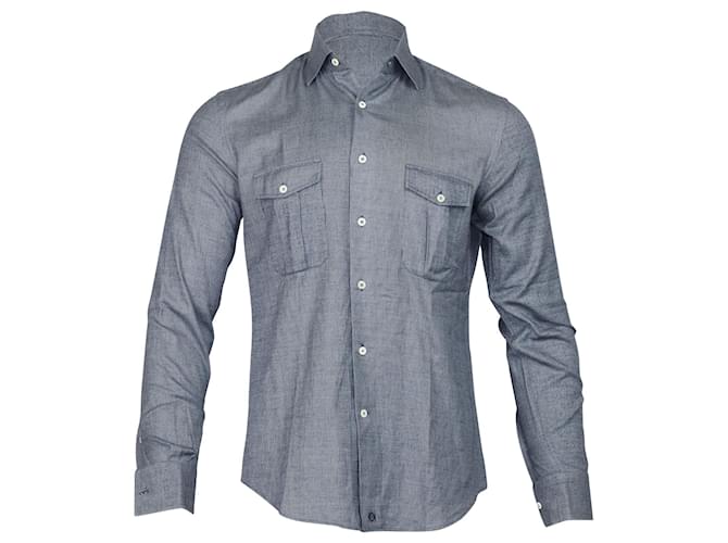 Camisa con bolsillo de parche Loewe de algodón azul  ref.753923