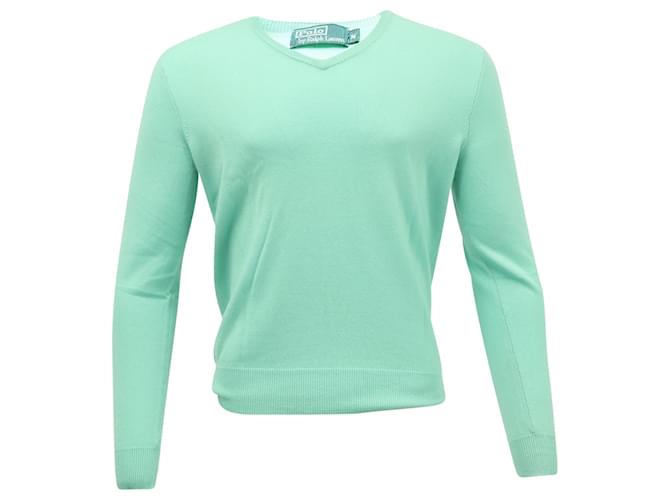 Ralph Lauren V-Neck Sweatshirt in Turquoise Cashmere Wool  ref.753932