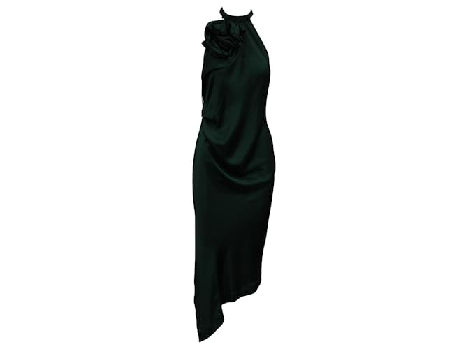Saint Laurent Backless Halter Neck Dress in Green Silk  ref.753935