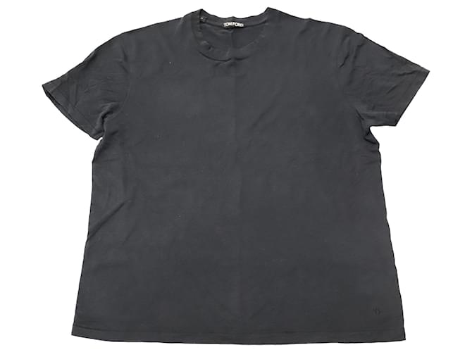 Camiseta de algodón negro con cuello redondo Tom Ford  ref.753957