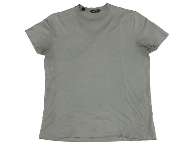 Camiseta de algodón gris con cuello redondo Tom Ford  ref.753958