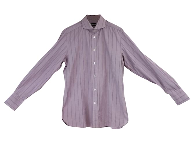 Camisa de botão listrada Tom Ford em algodão roxo  ref.753962