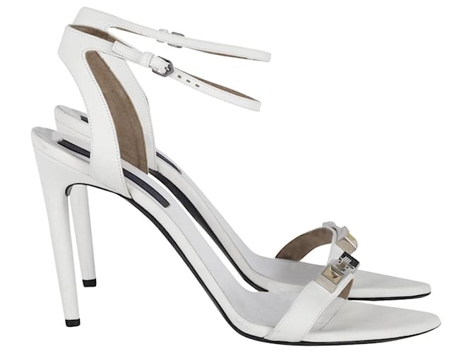 Proenza Schouler Ankle Strap Sandals with Geometric Hardware in White Leather  ref.753965