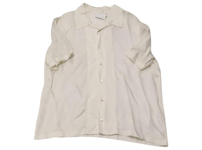 Helmut Lang Camisa Camp-Collar em Branco Cupro Fibra de celulose  ref.753971