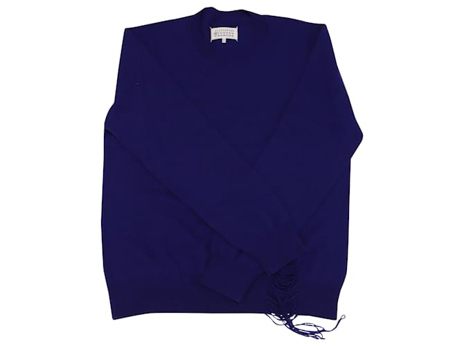 Jersey de cuello redondo con dobladillo desgastado en lana violeta de Maison Martin Margiela Púrpura  ref.753985