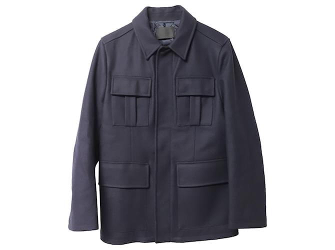 Prada Jacke mit vier Taschen aus marineblauer Wolle  ref.754008