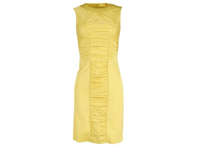 Emilio Pucci Ruched Dress in Yellow Viscose and Silk Blend Cellulose fibre  ref.754016