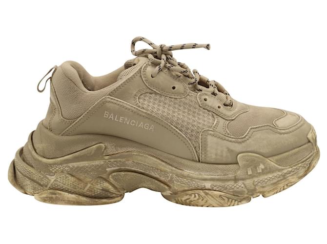 First Balenciaga Faded Triple S Sneakers in Light Beige Polyurethane_test Plastic  ref.754017