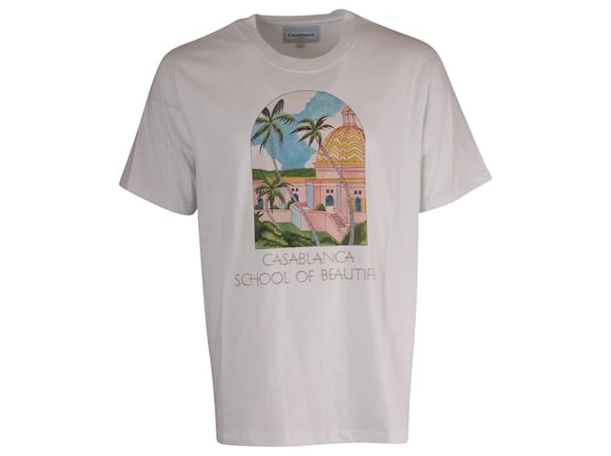 Autre Marque T-shirt Casablanca School Of Beautiful Print in cotone bianco  ref.754027