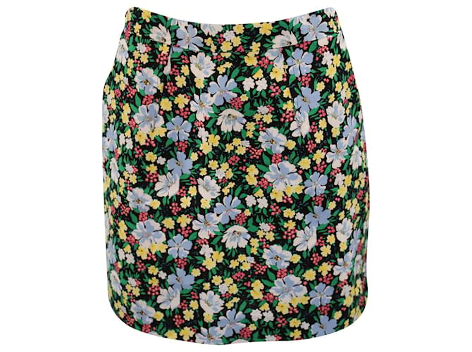 Maje Floral Mini Pencil Skirt in Multicolor Viscose Multiple colors Cellulose fibre  ref.754041