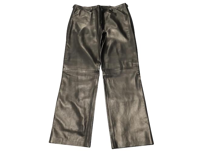 Prada Pantalon à Panneaux en Cuir Noir  ref.754062