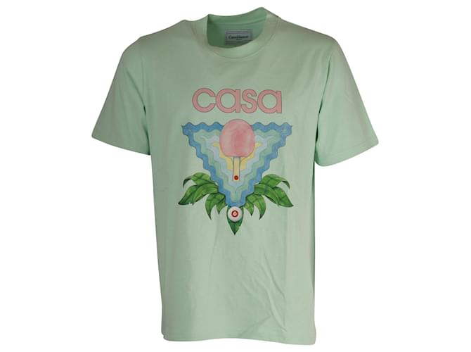 Autre Marque Casablanca Memphis Icon T-shirt in Mint Green Cotton  ref.754090