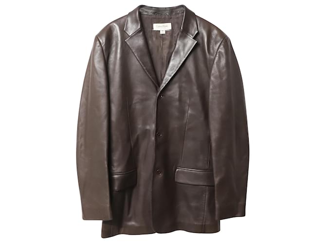 Calvin Klein Single-Breasted Jacket in Brown Leather  ref.754092