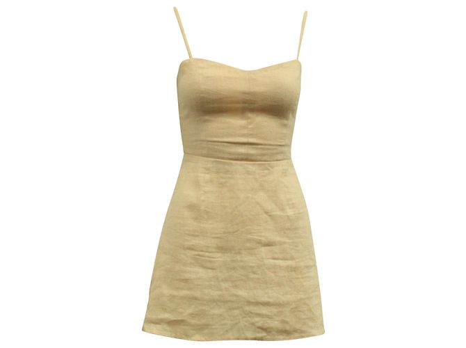 Reformation Audrey Kleid aus pfirsichfarbenem Leinen Angeln