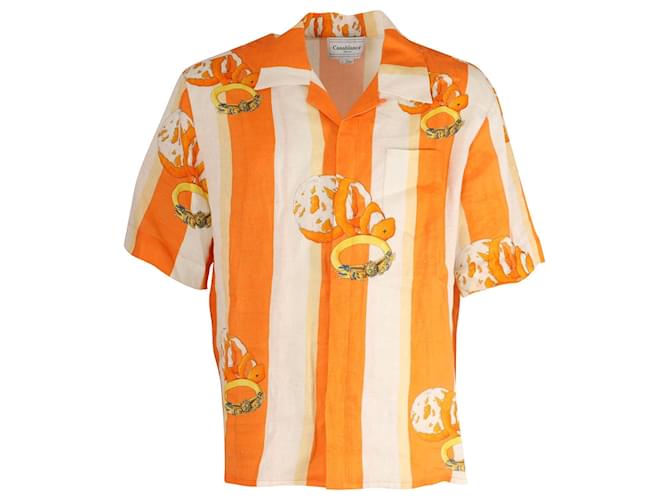 Autre Marque Casablanca Ocean Resort–Camisa de manga curta estampada em linho laranja  ref.754117