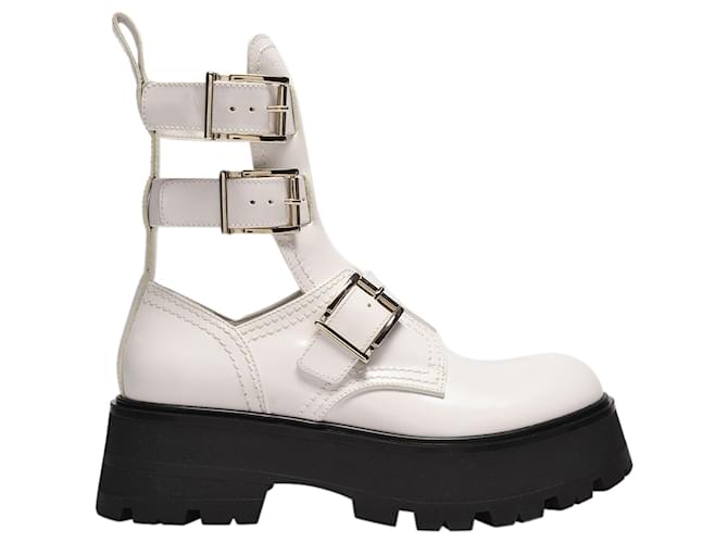 Alexander Mcqueen Zapatos con Plataforma en Piel Blanca Blanco Cuero  ref.754129
