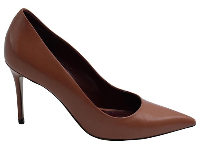 Céline Celine Pointed Toe Pumps in Brown Leather  ref.754133