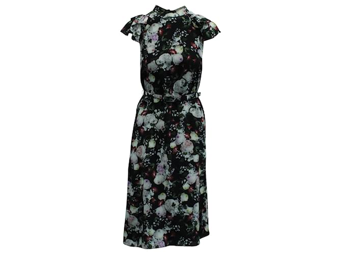 Erdem Floral Fitted Dress in Black Silk  ref.754134