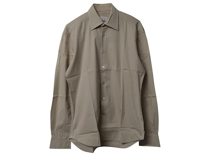 Camicia Prada a maniche lunghe con bottoni in cotone beige  ref.754135
