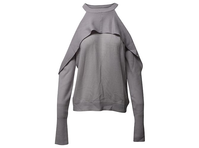 Autre Marque Dion Lee Cold Shoulder Pullover aus grauer Merinowolle