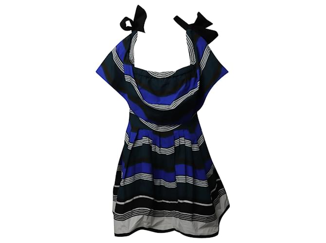 Fendi Striped Off Shoulder Ruffled Dress in Multicolor Cotton Multiple colors  ref.754141
