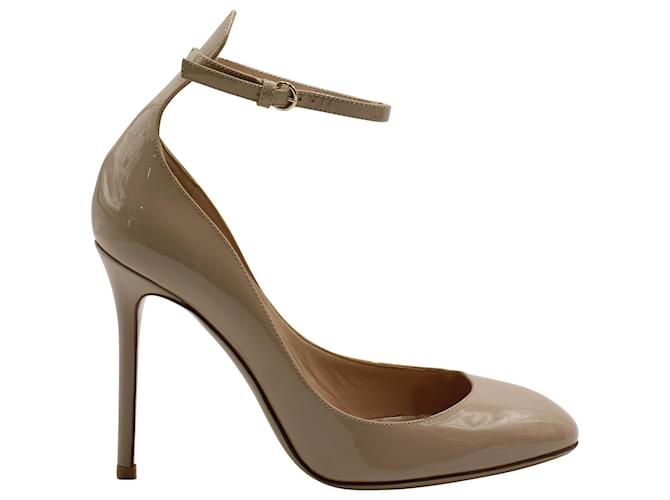 Valentino Ankle Strap Pumps in Nude Patent Leather  Flesh  ref.754159