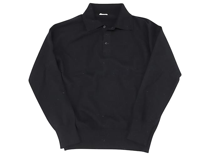Saint Laurent Long-Sleeve Polo T-shirt in Black Cashmere Wool  ref.754163