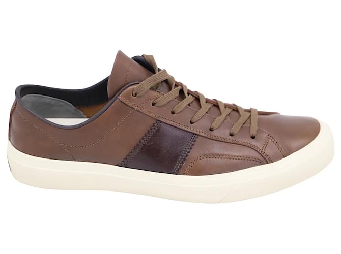 Tom Ford Burnished Cambridge Sneakers in Brown Calf Leather Pony-style calfskin  ref.754171