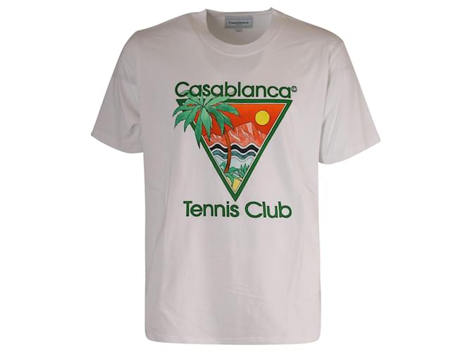 Autre Marque Casablanca Tennis Club Print T-Shirt aus weißer Baumwolle  ref.754177