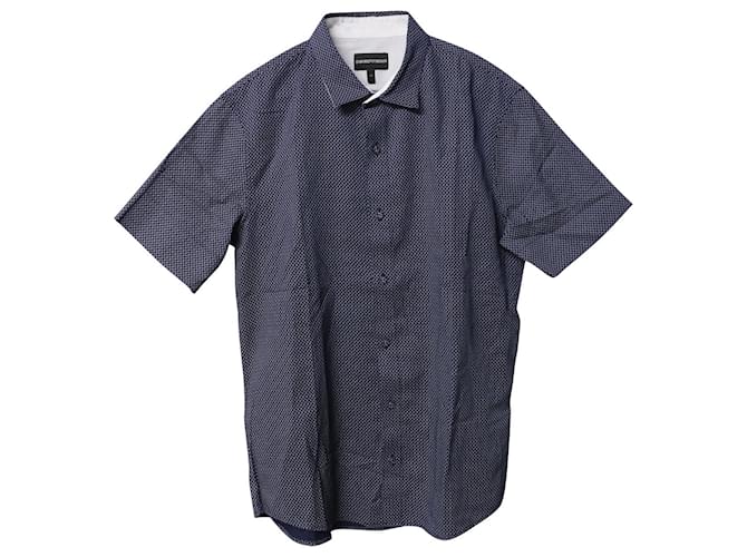 Camicia casual con bottoni Emporio Armani in cotone blu navy  ref.754193