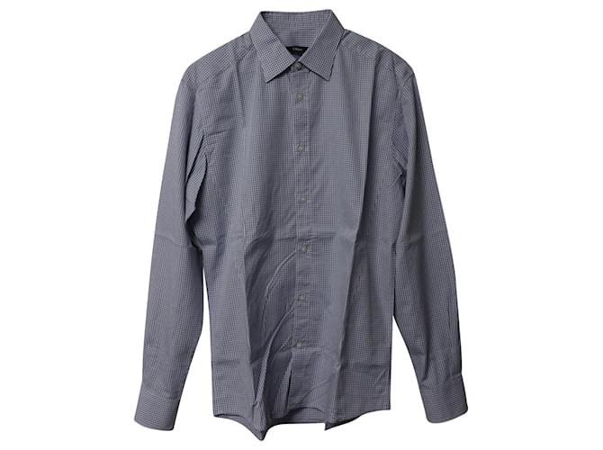 Ermenegildo Zegna Gingham Button-up Shirt in Blue Cotton  ref.754194