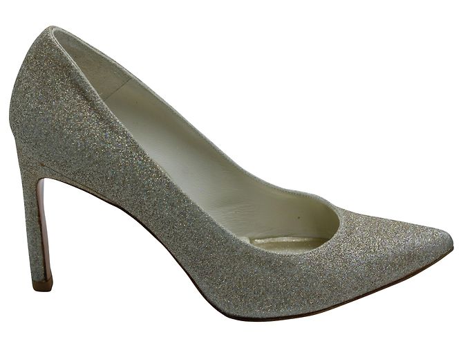 Braquage de Stuart Weitzman 95 Escarpins en Cuir Lamé Glitter Doré Métallisé