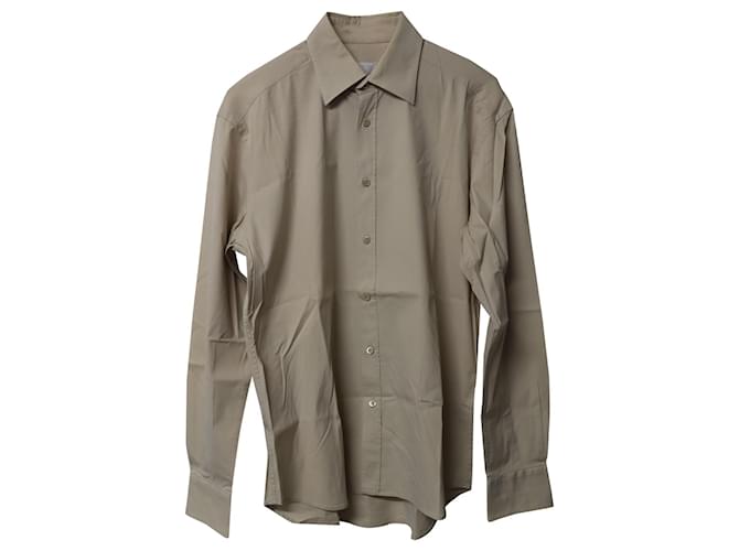 Prada Long Sleeve Button-up Shirt in Beige Cotton  ref.754206